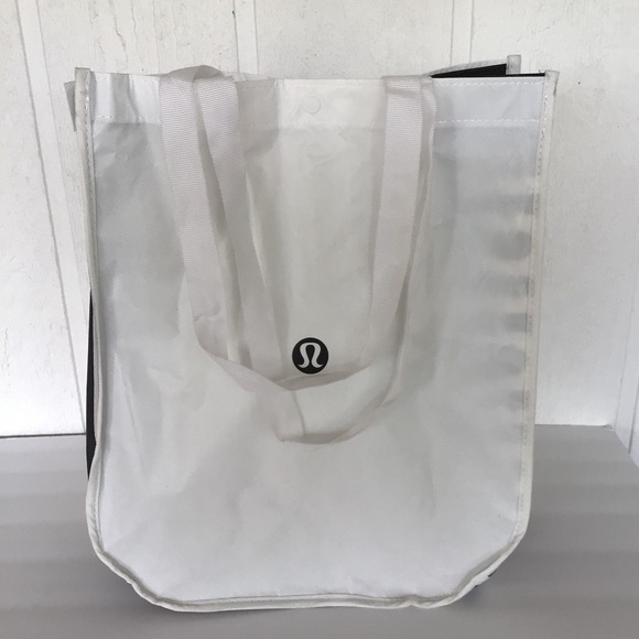 LULULEMON LARGE REUSABLE BLACK AND WHITE TOTE BAG - Picture 2 of 6